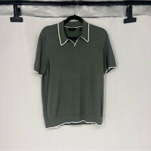 Ted Baker Olive Polo with White Accents size 4